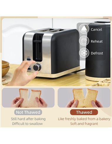 HOMCOM Kettle and Toaster Set, 1.7L 3000W Fast Boil Kettle & 2 Slice Toaster Kitchen Set with 7 Level Browning Controls, Defrost