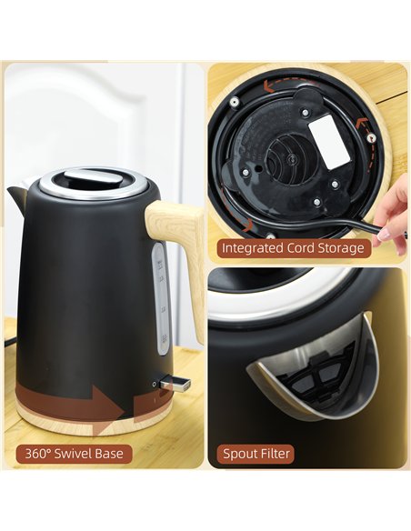 HOMCOM Kettle and Toaster Set, 1.7L 3000W Fast Boil Kettle & 2 Slice Toaster Kitchen Set with 7 Level Browning Controls, Defrost - pic 127163 | FastDaddyshop