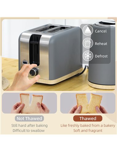 HOMCOM Kettle and Toaster Set, 1.7L 3000W Fast Boil Kettle & 2 Slice Toaster Kitchen Set with 7 Level Browning Controls, Defrost