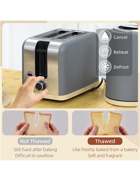 HOMCOM Kettle and Toaster Set, 1.7L 3000W Fast Boil Kettle & 2 Slice Toaster Kitchen Set with 7 Level Browning Controls, Defrost - pic 127168 | FastDaddyshop