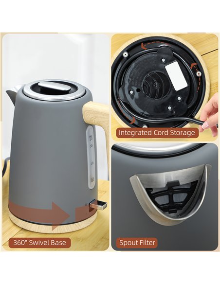 HOMCOM Kettle and Toaster Set, 1.7L 3000W Fast Boil Kettle & 2 Slice Toaster Kitchen Set with 7 Level Browning Controls, Defrost - pic 127172 | FastDaddyshop