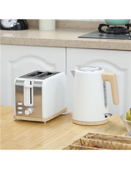 HOMCOM Kettle and Toaster Set, 1.7L 3000W Fast Boil Kettle & 2 Slice Toaster Kitchen Set with 7 Level Browning Controls, Defrost - pic 127174 | FastDaddyshop