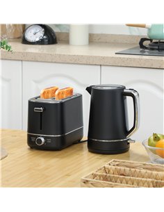 HOMCOM Kettle and Toaster Set, 1.7L 3000W Fast Boil Kettle & 2 Slice Toaster Kitchen Set with 6 Level Browning Controls, Defrost 2