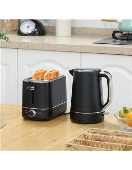 HOMCOM Kettle and Toaster Set, 1.7L 3000W Fast Boil Kettle & 2 Slice Toaster Kitchen Set with 6 Level Browning Controls, Defrost - pic 127183 | FastDaddyshop