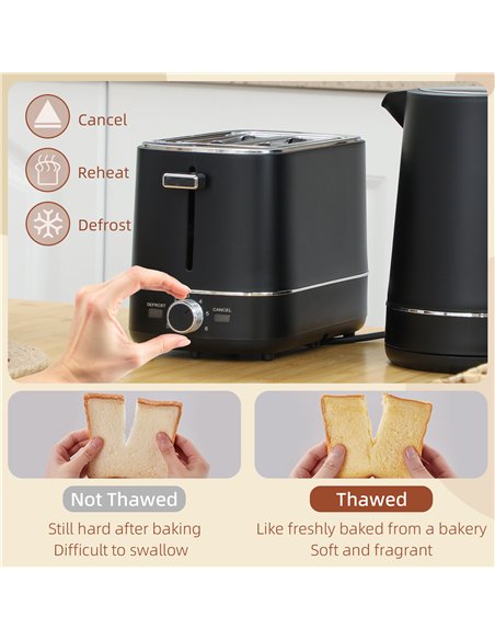 HOMCOM Kettle and Toaster Set, 1.7L 3000W Fast Boil Kettle & 2 Slice Toaster Kitchen Set with 6 Level Browning Controls, Defrost - pic 127186 | FastDaddyshop