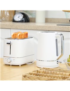 HOMCOM Kettle and Toaster Set, 1.7L 3000W Fast Boil Kettle & 2 Slice Toaster Kitchen Set with 6 Level Browning Controls, Defrost 2