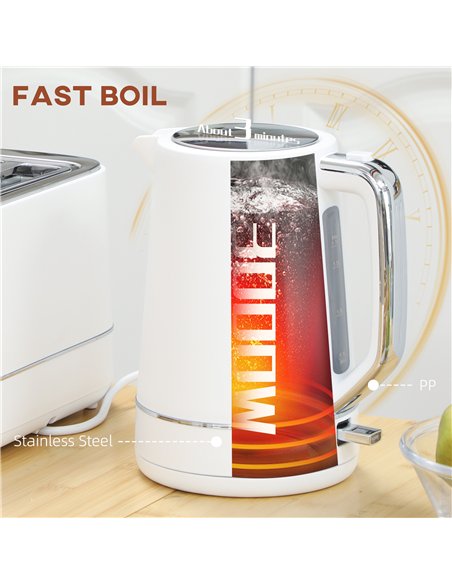 HOMCOM Kettle and Toaster Set, 1.7L 3000W Fast Boil Kettle & 2 Slice Toaster Kitchen Set with 6 Level Browning Controls, Defrost - pic 127194 | FastDaddyshop