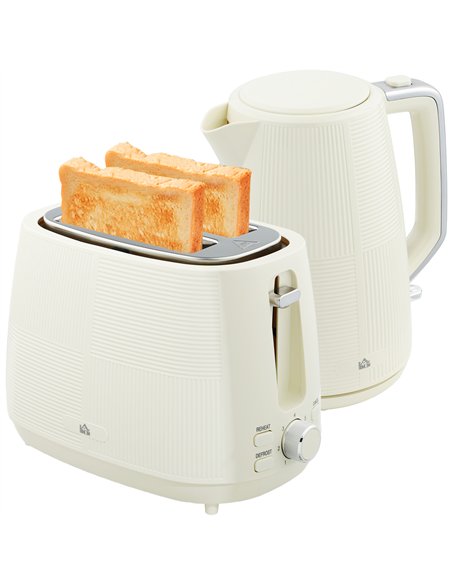 HOMCOM Kettle and Toaster Set, 1.7L 3000W Fast Boil Kettle & 2 Slice Toaster Kitchen Set with 7 Level Browning Controls, Defrost - pic 127200 | FastDaddyshop