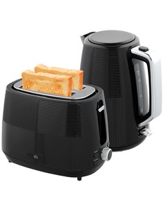 HOMCOM Kettle and Toaster Set, 1.7L 3000W Fast Boil Kettle & 2 Slice Toaster Kitchen Set with 7 Level Browning Controls, Defrost