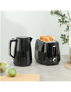 HOMCOM Kettle and Toaster Set, 1.7L 3000W Fast Boil Kettle & 2 Slice Toaster Kitchen Set with 7 Level Browning Controls, Defrost 2