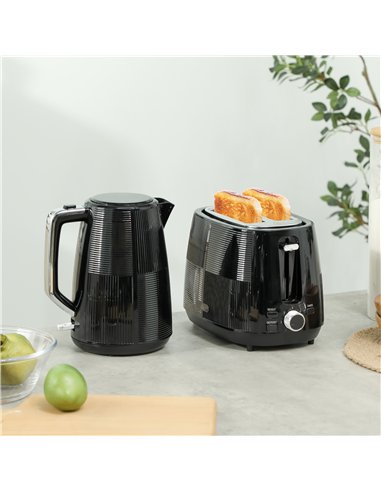 HOMCOM Kettle and Toaster Set, 1.7L 3000W Fast Boil Kettle & 2 Slice Toaster Kitchen Set with 7 Level Browning Controls, Defrost