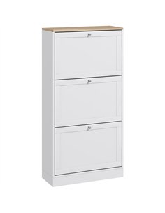 HOMCOM Modern Compact Three-Drawer Shoe Storage Cabinet - White
