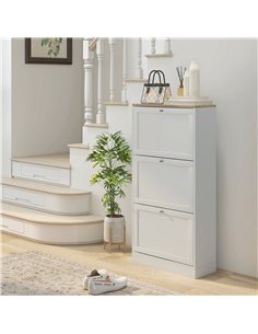 HOMCOM Modern Compact Three-Drawer Shoe Storage Cabinet - White 2
