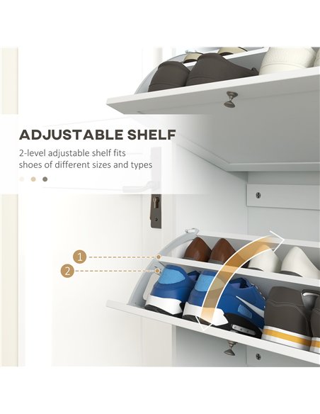 HOMCOM Modern Compact Three-Drawer Shoe Storage Cabinet - White - pic 127222 | FastDaddyshop