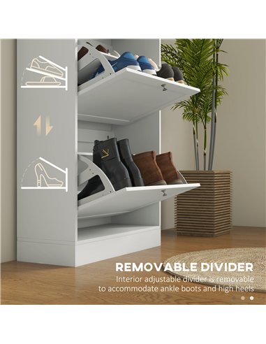 HOMCOM Modern Compact Three-Drawer Shoe Storage Cabinet - White