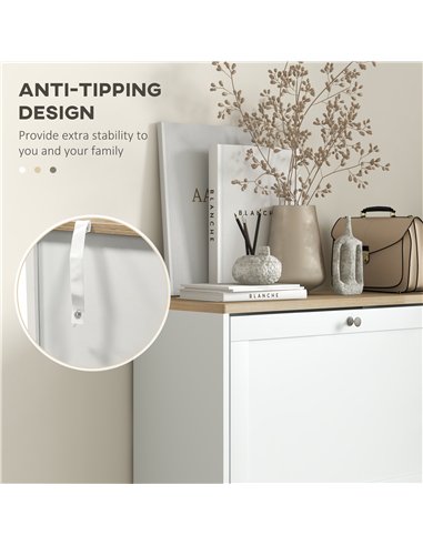 HOMCOM Modern Compact Three-Drawer Shoe Storage Cabinet - White