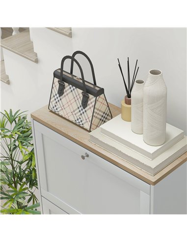 HOMCOM Modern Compact Three-Drawer Shoe Storage Cabinet - White