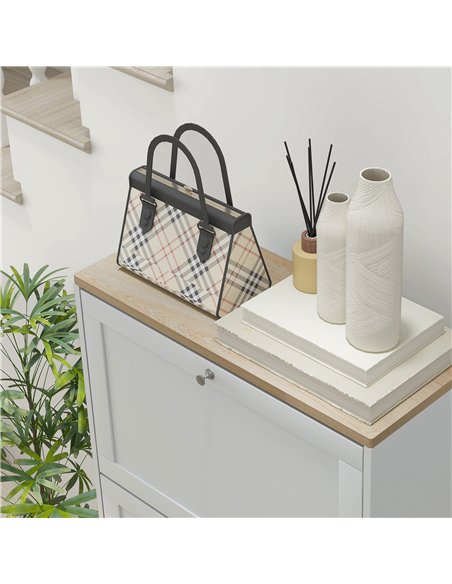 HOMCOM Modern Compact Three-Drawer Shoe Storage Cabinet - White - pic 127225 | FastDaddyshop
