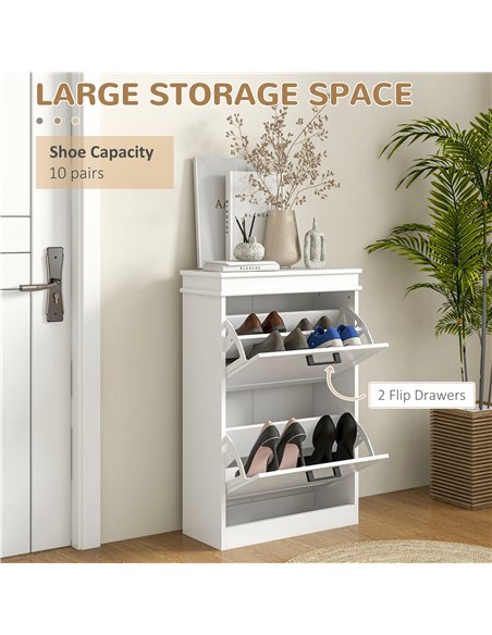 HOMCOM Two-Drawer Minimalistic Shoe Storage Cabinet, for 10 Shoes - pic 127230 | FastDaddyshop