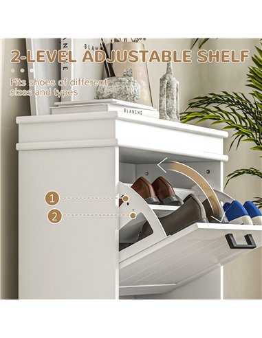 HOMCOM Two-Drawer Minimalistic Shoe Storage Cabinet, for 10 Shoes