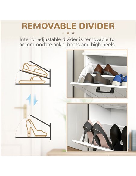 HOMCOM Two-Drawer Minimalistic Shoe Storage Cabinet, for 10 Shoes - pic 127232 | FastDaddyshop