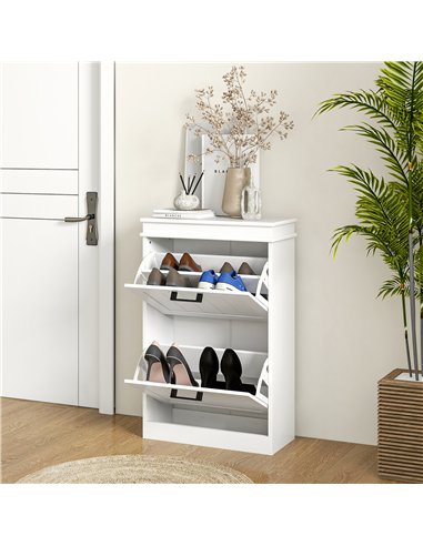 HOMCOM Two-Drawer Minimalistic Shoe Storage Cabinet, for 10 Shoes