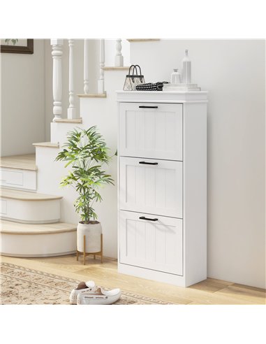 HOMCOM Three-Drawer Minimalistic Shoe Storage Cabinet, for 15 Shoes