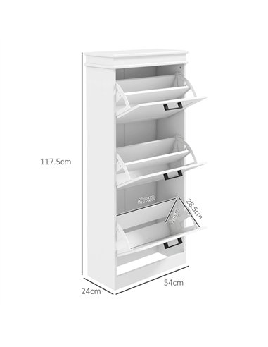 HOMCOM Three-Drawer Minimalistic Shoe Storage Cabinet, for 15 Shoes