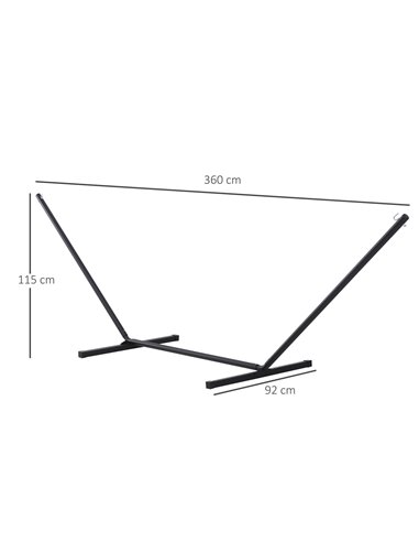 Outsunny 3.6m Extra-long Universal Hammock Stand Metal Frame Garden Camping Picnic Outdoor Patio Replacement - Stand Only
