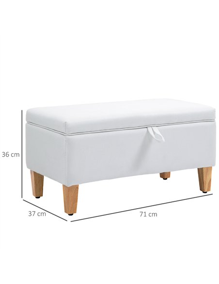 HOMCOM Linen Storage Ottoman Padded Footstool with Rubberwood Legs for Storage Box, Bed End, Shoe Bench, Seating, Cream White - pic 127256 | FastDaddyshop