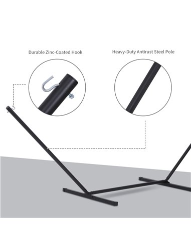 Outsunny 3.6m Extra-long Universal Hammock Stand Metal Frame Garden Camping Picnic Outdoor Patio Replacement - Stand Only