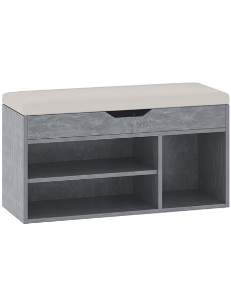 HOMCOM Shoes Cabinet Bench Hidden Storage Padded Seat Organiser Footwear Rack Hallway Grey Wood Grain - pic 127263 | FastDaddyshop