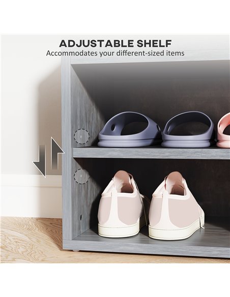 HOMCOM Shoes Cabinet Bench Hidden Storage Padded Seat Organiser Footwear Rack Hallway Grey Wood Grain - pic 127269 | FastDaddyshop