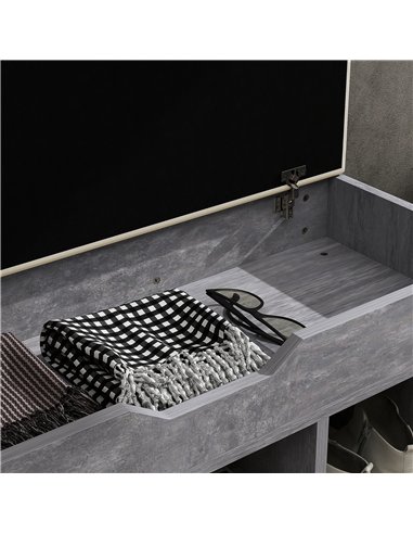 HOMCOM Shoes Cabinet Bench Hidden Storage Padded Seat Organiser Footwear Rack Hallway Grey Wood Grain