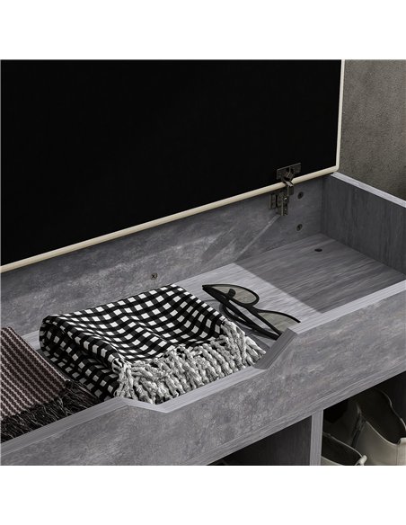 HOMCOM Shoes Cabinet Bench Hidden Storage Padded Seat Organiser Footwear Rack Hallway Grey Wood Grain - pic 127270 | FastDaddyshop