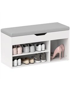 HOMCOM Shoes Cabinet Bench Hidden Storage Padded Seat Organiser Footwear Rack Hallway Cream White