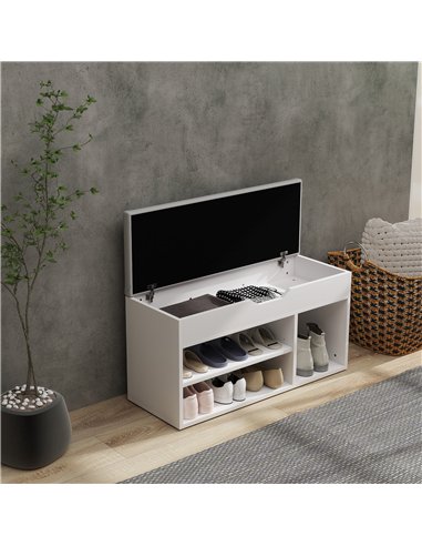HOMCOM Shoes Cabinet Bench Hidden Storage Padded Seat Organiser Footwear Rack Hallway Cream White