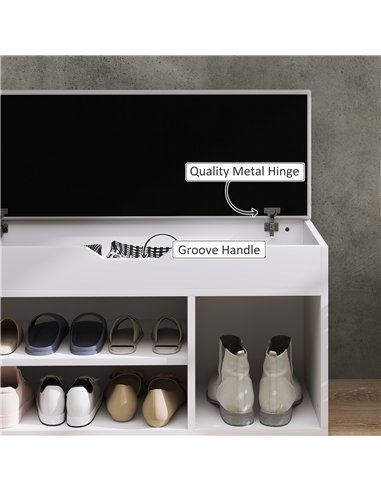 HOMCOM Shoes Cabinet Bench Hidden Storage Padded Seat Organiser Footwear Rack Hallway Cream White