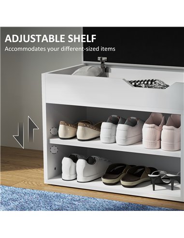 HOMCOM Shoes Cabinet Bench Hidden Storage Padded Seat Organiser Footwear Rack Hallway Cream White