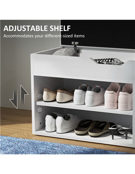 HOMCOM Shoes Cabinet Bench Hidden Storage Padded Seat Organiser Footwear Rack Hallway Cream White - pic 127278 | FastDaddyshop