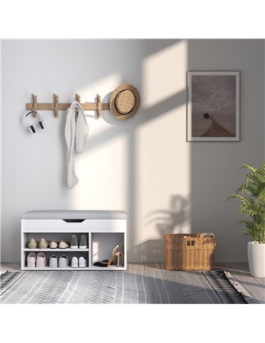 HOMCOM Shoes Cabinet Bench Hidden Storage Padded Seat Organiser Footwear Rack Hallway Cream White