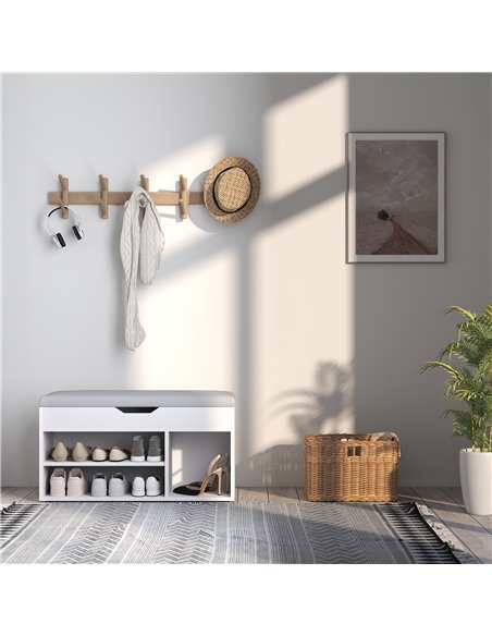 HOMCOM Shoes Cabinet Bench Hidden Storage Padded Seat Organiser Footwear Rack Hallway Cream White - pic 127279 | FastDaddyshop