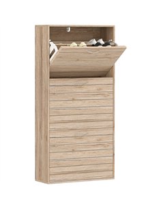 HOMCOM 12-Shoe Flip Drawer Storage Cabinet - Brown Wood-Effect