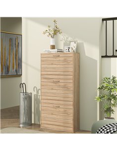 HOMCOM 12-Shoe Flip Drawer Storage Cabinet - Brown Wood-Effect 2