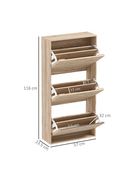 HOMCOM 12-Shoe Flip Drawer Storage Cabinet - Brown Wood-Effect - pic 127283 | FastDaddyshop