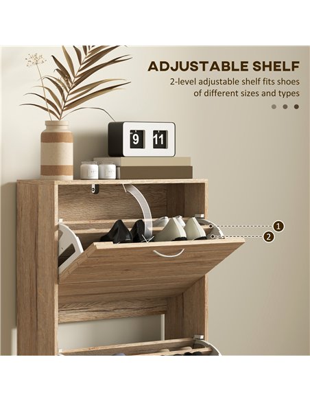HOMCOM 12-Shoe Flip Drawer Storage Cabinet - Brown Wood-Effect - pic 127285 | FastDaddyshop