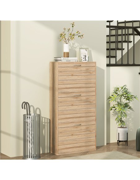 HOMCOM 12-Shoe Flip Drawer Storage Cabinet - Brown Wood-Effect - pic 127288 | FastDaddyshop