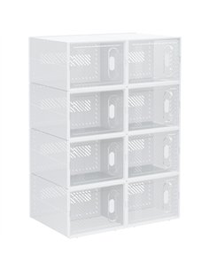 HOMCOM 8PCS Clear Shoe Box, Plastic Stackable Shoe Storage Box for UK/EU Size up to 8.5/43 with Magnetic Door for Women/Men, 25 