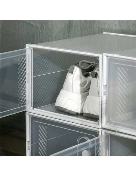 HOMCOM 8PCS Clear Shoe Box, Plastic Stackable Shoe Storage Box for UK/EU Size up to 8.5/43 with Magnetic Door for Women/Men, 25  - pic 127297 | FastDaddyshop