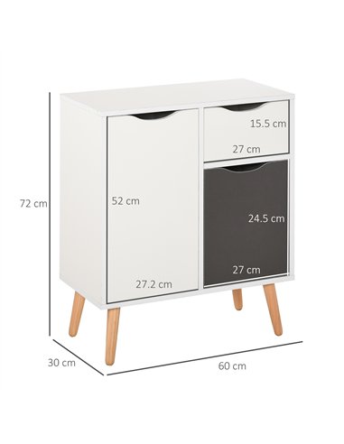 HOMCOM Sideboard Floor Cabinet Storage Cupboard with Drawer for Bedroom, Living Room, Entryway, Grey